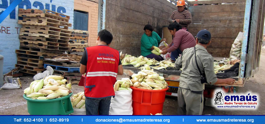 Donación de choclos para familias en Villa El Salvador 2014